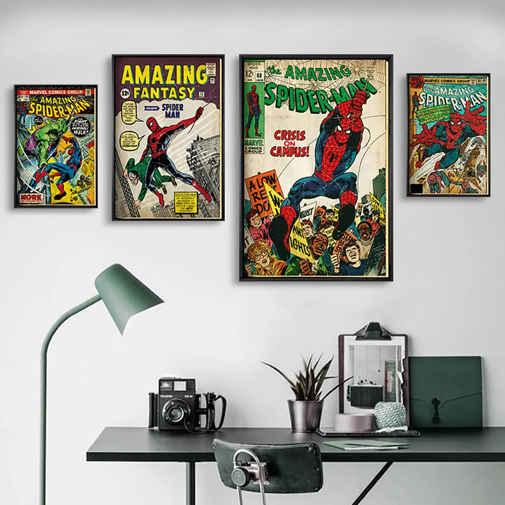 Marvel Super Hero Decorative Painting Anime Spider Man Art Poster Retro American Film Mural Home Childrens Room Wall Decor Print Marvel Super Hero Decorative Painting Anime Spider Man Art Poster Retro American Film Mural Home Childrens Room Wall Decor Print
